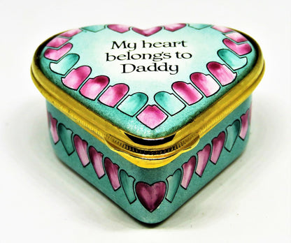HALCYON DAYS ENAMEL BOX - "MY HEART BELONGS TO DADDY" - HORCHOW - FATHER'S DAY