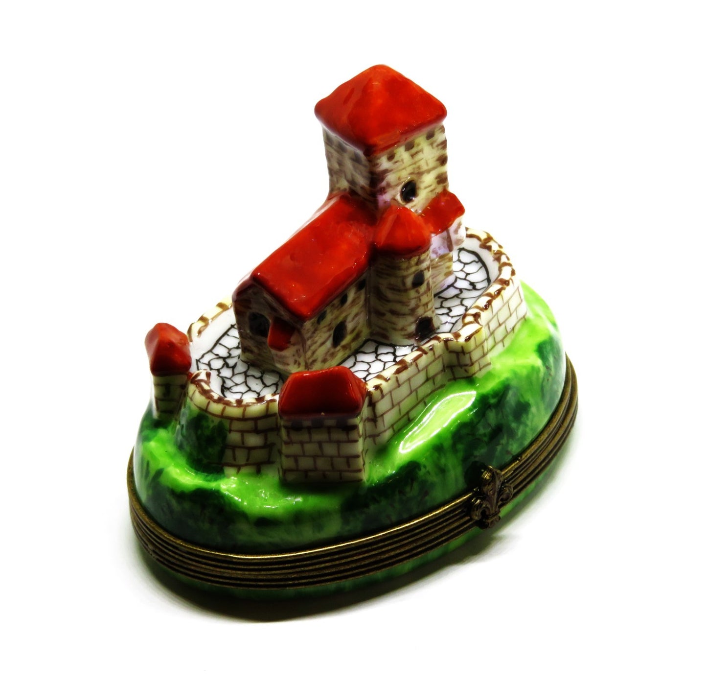 LIMOGES FRANCE BOX- PIERRE ARQUIE - CASTLE - FRENCH CHATEAU - FLEUR-DE-LIS CLASP