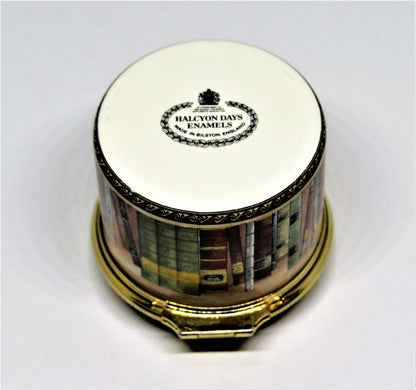 HALCYON DAYS ENAMEL BOX - BOOKS ON A SHELF - WORDSWORTH SONNET - LIBRARY - MIB