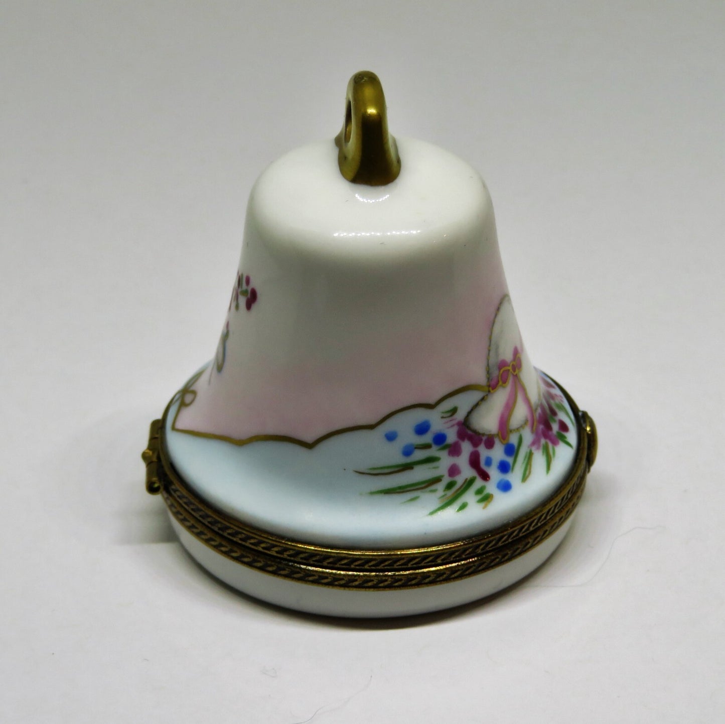 LIMOGES FRANCE BOX -CHAMART- WEDDING BELL -LILY OF THE VALLEY FLOWERS & 3D BIRDS
