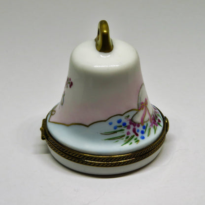 LIMOGES FRANCE BOX -CHAMART- WEDDING BELL -LILY OF THE VALLEY FLOWERS & 3D BIRDS
