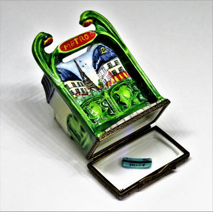 LIMOGES BOX -PARRY-VIEILLE- PARIS FRANCE "METRO" STATION & TICKET - EIFFEL TOWER