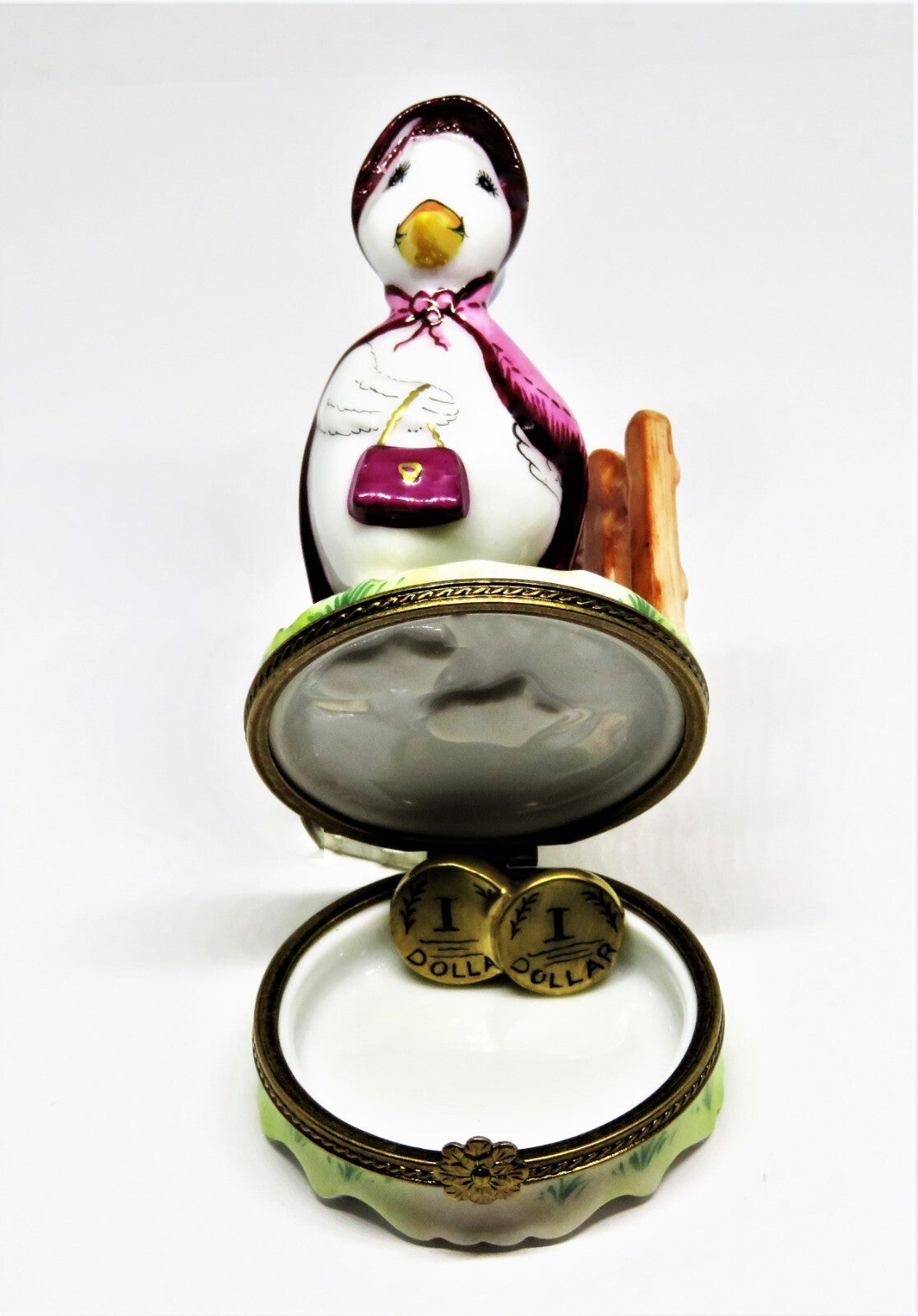 LIMOGES FRANCE BOX -PARRY-VIEILLE- JEMIMA PUDDLEDUCK & 3D FENCE - BEATRIX POTTER