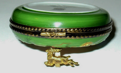 LIMOGES BOX - CHRISTMAS - WREATH & BRASS REINDEER DOOR KNOCKER - BOWS & HOLLY