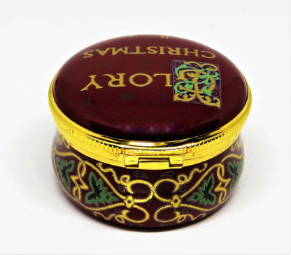 CRUMMLES ENAMEL BOX - HARRODS CHRISTMAS 1990 - "THE GLORY OF CHRISTMAS"