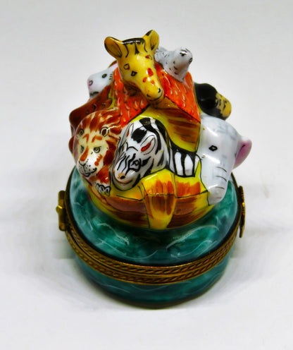 LIMOGES BOX - NOAH'S ARK & ANIMALS - CABIN & DOVE - ELEPHANT -MONKEY- GIRAFFE