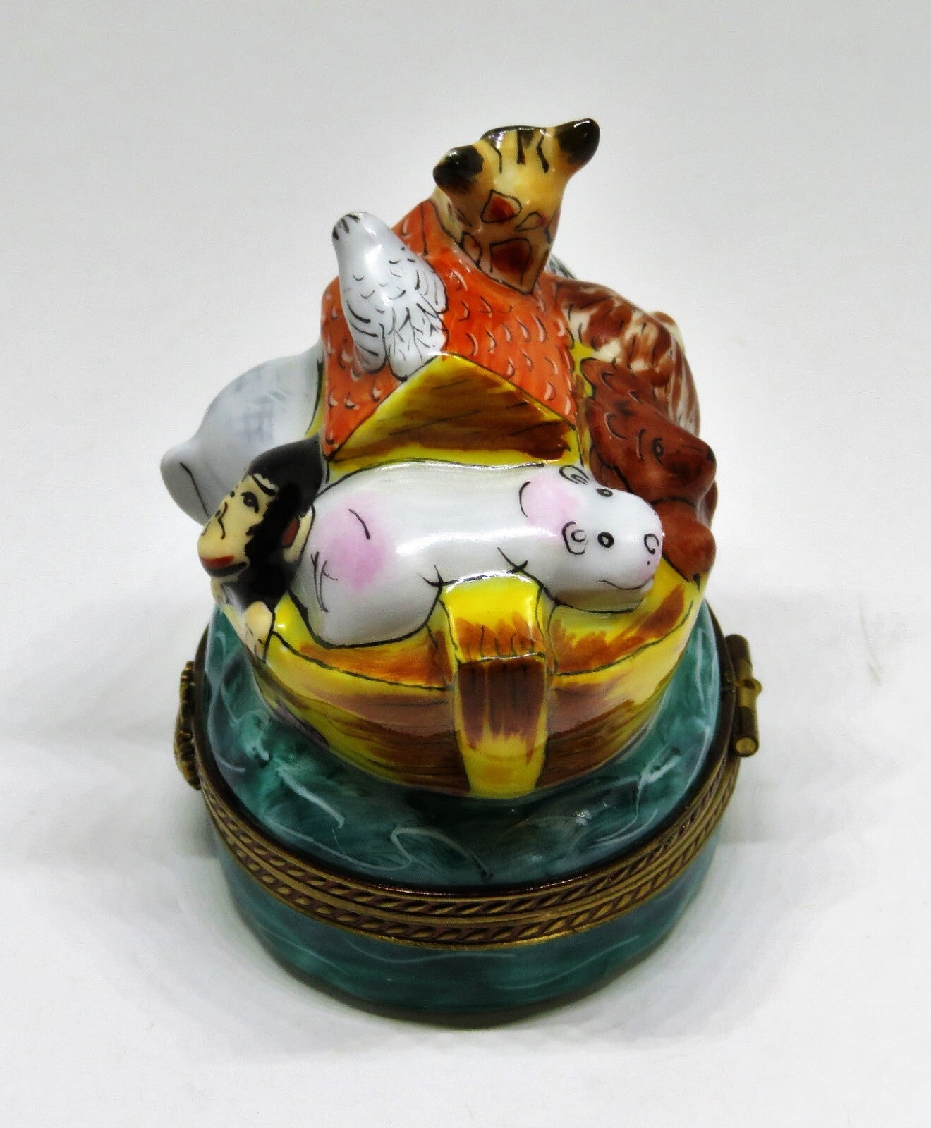 LIMOGES BOX - NOAH'S ARK & ANIMALS - CABIN & DOVE - ELEPHANT -MONKEY- GIRAFFE