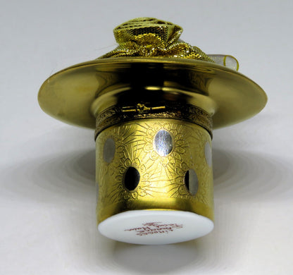 LIMOGES FRANCE BOX - GOLD INCRUSTATION "CHAPEAU DE PARIS" HAT - GOLD LAME FLOWER