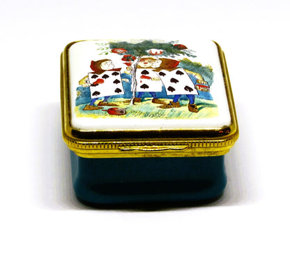 HALCYON DAYS ENAMEL BOX- ALICE IN WONDERLAND -PAINTING THE QUEEN'S ROSES RED- LE