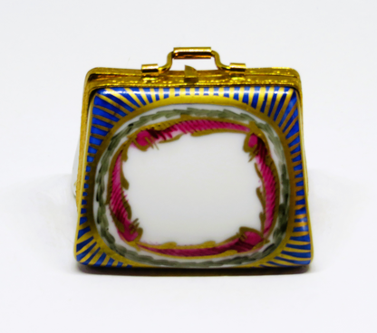 LIMOGES FRANCE BOX - SEVRES STYLE PURSE & HANDLE - FLOWERS - ROSES - HANDBAGS