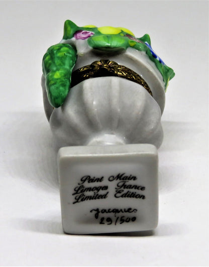 LIMOGES FRANCE BOX - GARDEN PLANTER - URN WITH FLOWERS & LEMONS - LE 29/500