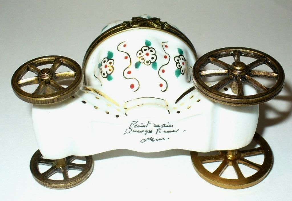 LIMOGES FRANCE BOX - CINDERELLA'S COACH - FLOWERS & SLIPPER - ROYAL CARRIAGE