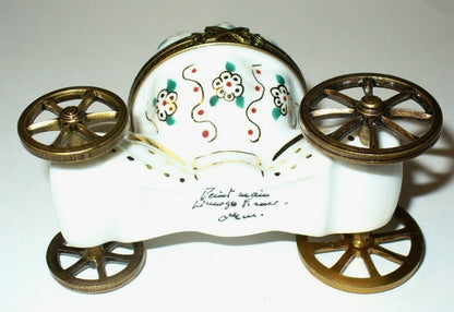 LIMOGES FRANCE BOX - CINDERELLA'S COACH - FLOWERS & SLIPPER - ROYAL CARRIAGE