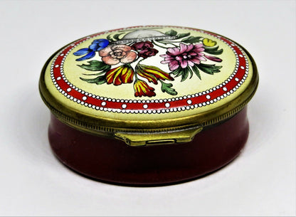 HALCYON DAYS ENAMEL BOX- VASE OF  FLOWERS - 18TH CENTURY REPLICA - BROOK STREET