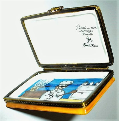 LIMOGES BOX- COOKBOOK & COQ AU VIN RECIPE - KNIFE & FORK - FRENCH CHEF - CHICKEN