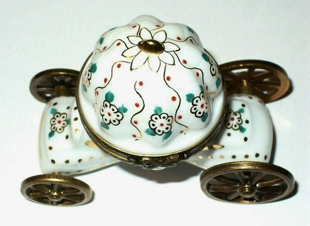 LIMOGES FRANCE BOX - CINDERELLA'S COACH - FLOWERS & SLIPPER - ROYAL CARRIAGE
