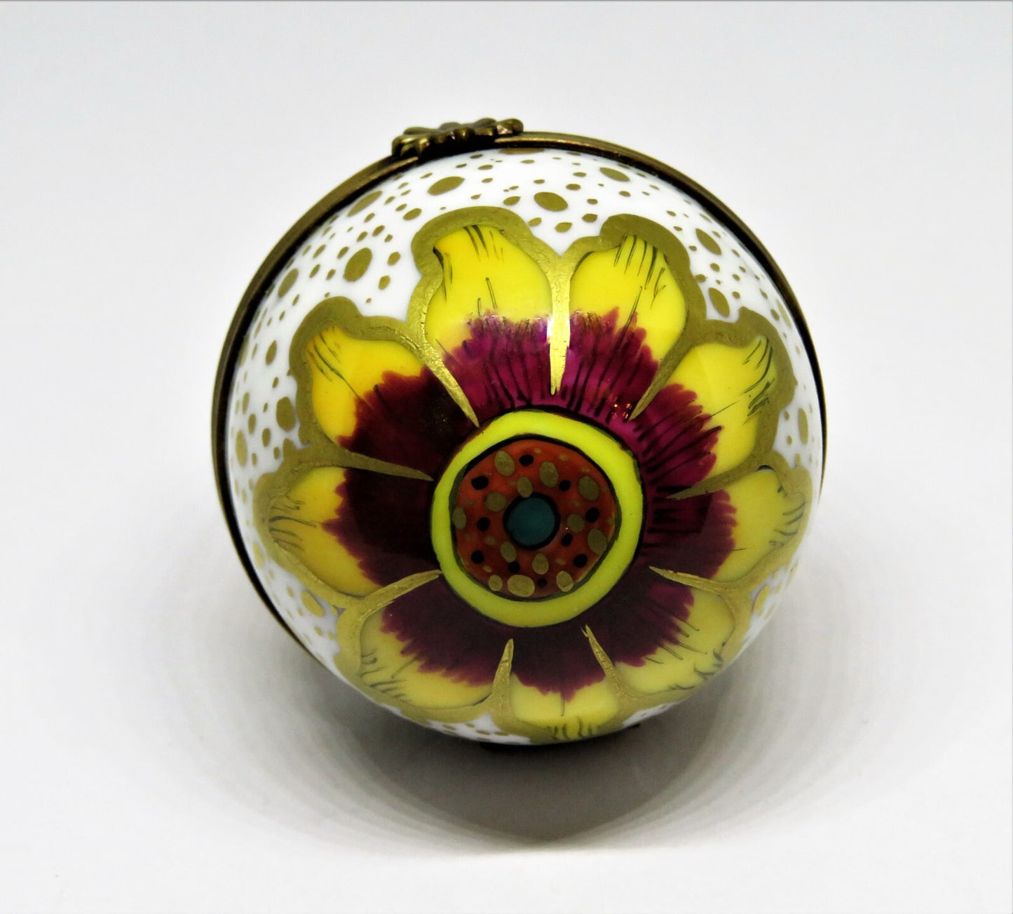 LIMOGES FRANCE BOX - COLORFUL FLORAL EGG - FLOWERS & LEAVES - WATERCOLORS