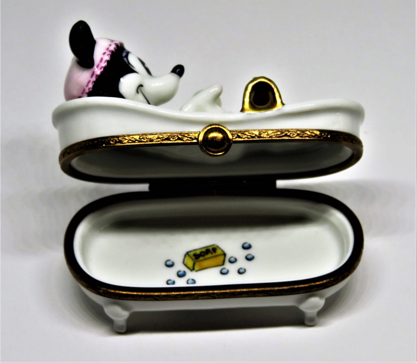 LIMOGES FRANCE BOX - ARTORIA - MINNIE MOUSE TAKING A BUBBLE BATH - DISNEY - LE