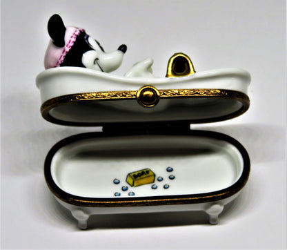 LIMOGES FRANCE BOX - ARTORIA - MINNIE MOUSE TAKING A BUBBLE BATH - DISNEY - LE
