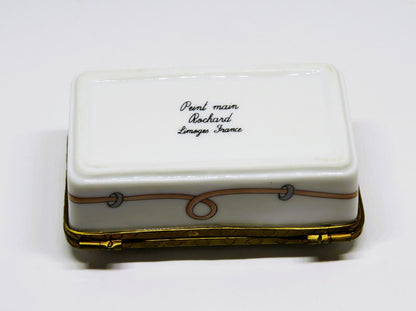 LIMOGES FRANCE BOX - ROCHARD - 3 LITTLE ANGELS - PINK HEARTS - "GOD BLESS YOU!"