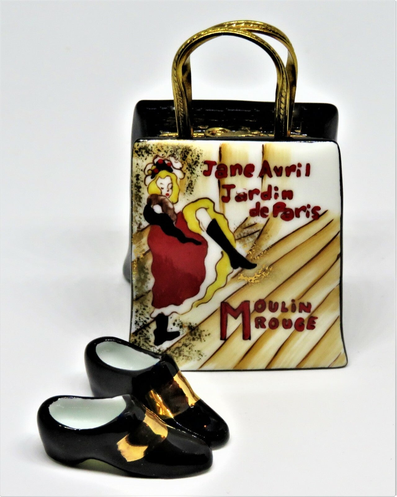LIMOGES FRANCE BOX - MOULIN ROUGE PURSE & SHOES - TOULOUSE-LAUTREC - PARIS - LE