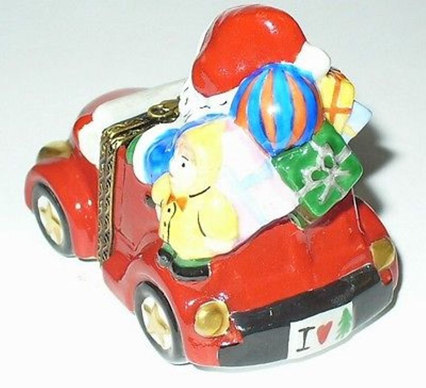 LIMOGES BOX - CHRISTMAS - SANTA CLAUS & "JOLLY JALOPY" CAR - CHRISTOPHER RADKO ~ MIB