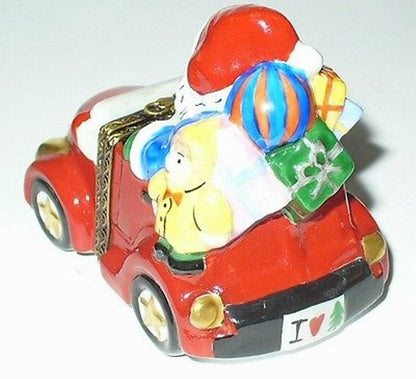 LIMOGES BOX - CHRISTMAS - SANTA CLAUS & "JOLLY JALOPY" CAR - CHRISTOPHER RADKO ~ MIB
