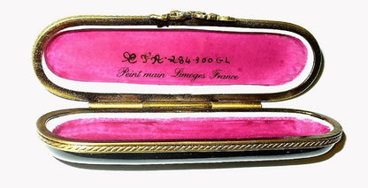 LIMOGES FRANCE BOX - BLACK WATCH CASE & REMOVABLE PORCELAIN WATCH - LE 284/300