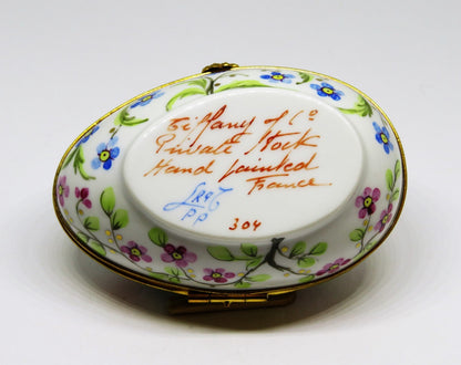 LIMOGES BOX- TIFFANY & CO. PRIVATE STOCK - LE TALLEC - FLORAL EGG -FLOWERS- 1989