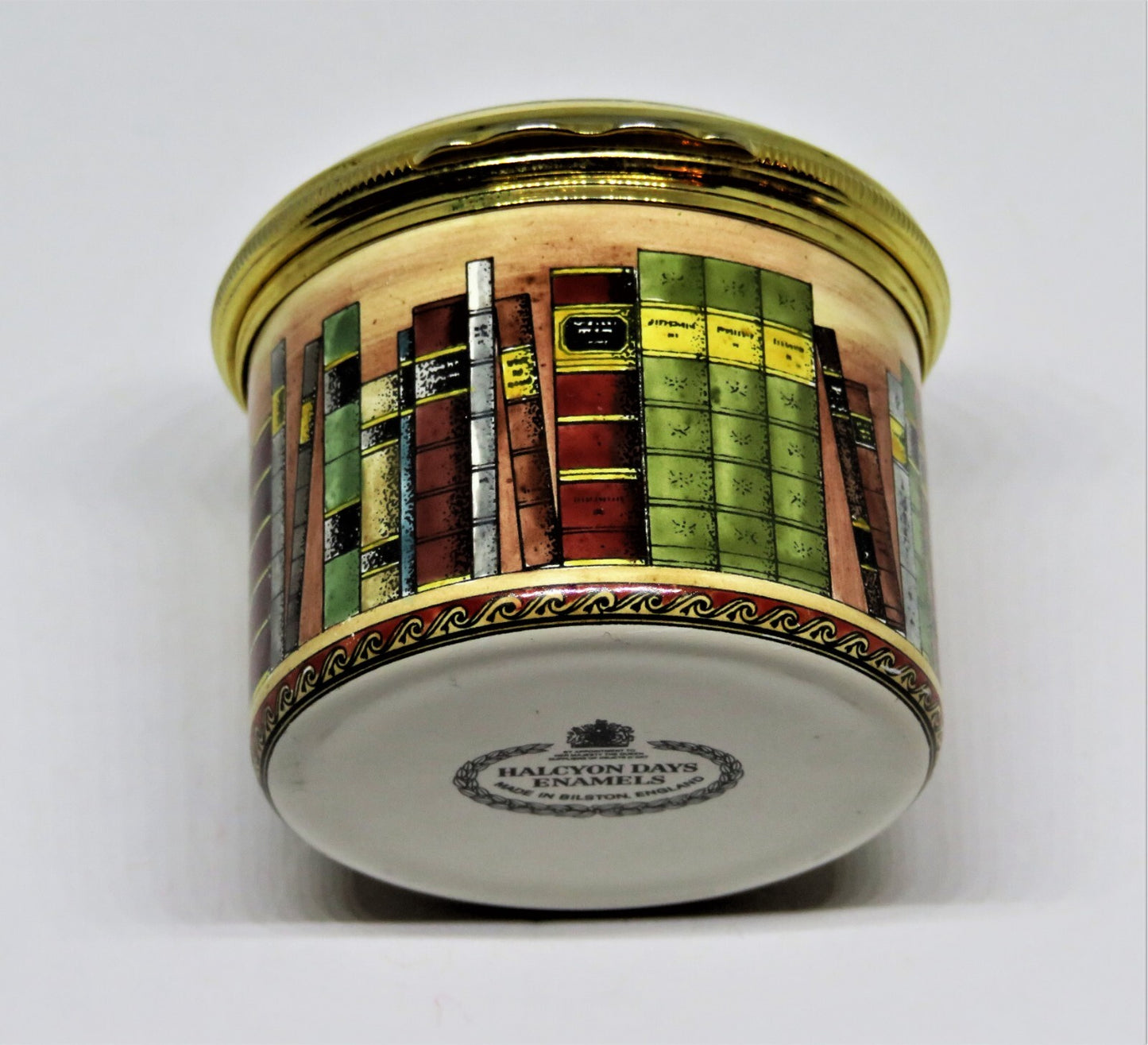 HALCYON DAYS ENAMEL BOX - BOOKS ON A SHELF - WORDSWORTH SONNET - LIBRARY - MIB