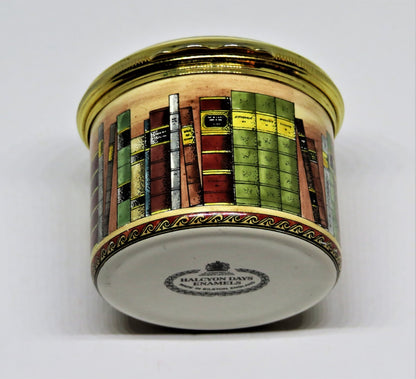 HALCYON DAYS ENAMEL BOX - BOOKS ON A SHELF - WORDSWORTH SONNET - LIBRARY - MIB