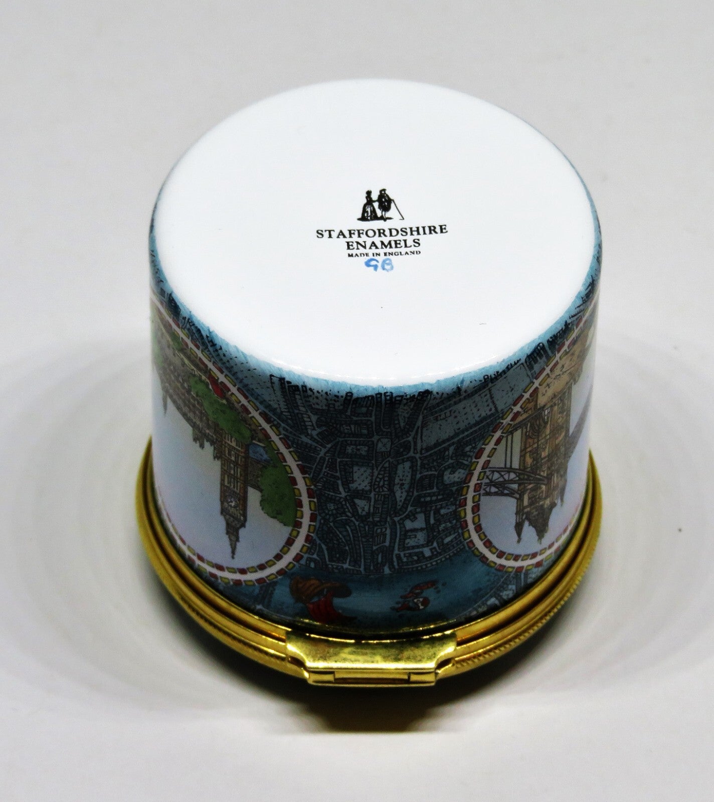 STAFFORDSHIRE ENGLISH ENAMEL BOX - LONDON LANDMARKS - TOWER OF LONDON - BIG BEN