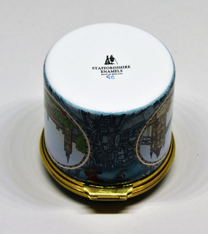 STAFFORDSHIRE ENGLISH ENAMEL BOX - LONDON LANDMARKS - TOWER OF LONDON - BIG BEN