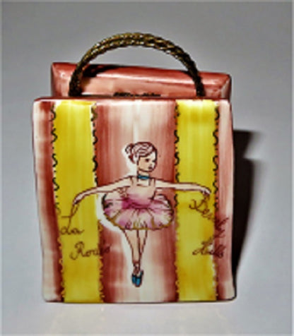 LIMOGES FRANCE BOX - RMC - STRIPED PURSE & BALLERINA - TOTE BAG - SHOPPING BAG