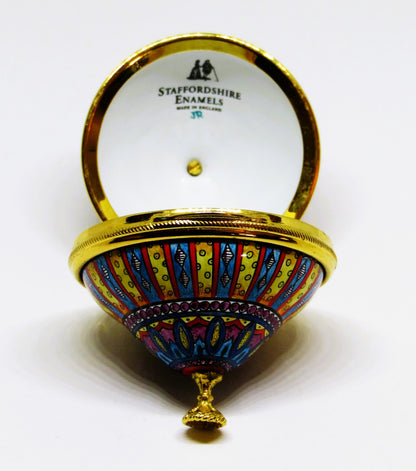 STAFFORDSHIRE ENAMELS BOX - SPINNING TOP -CHILD'S TOY- KALEIDOSCOPE DESIGN - MIB