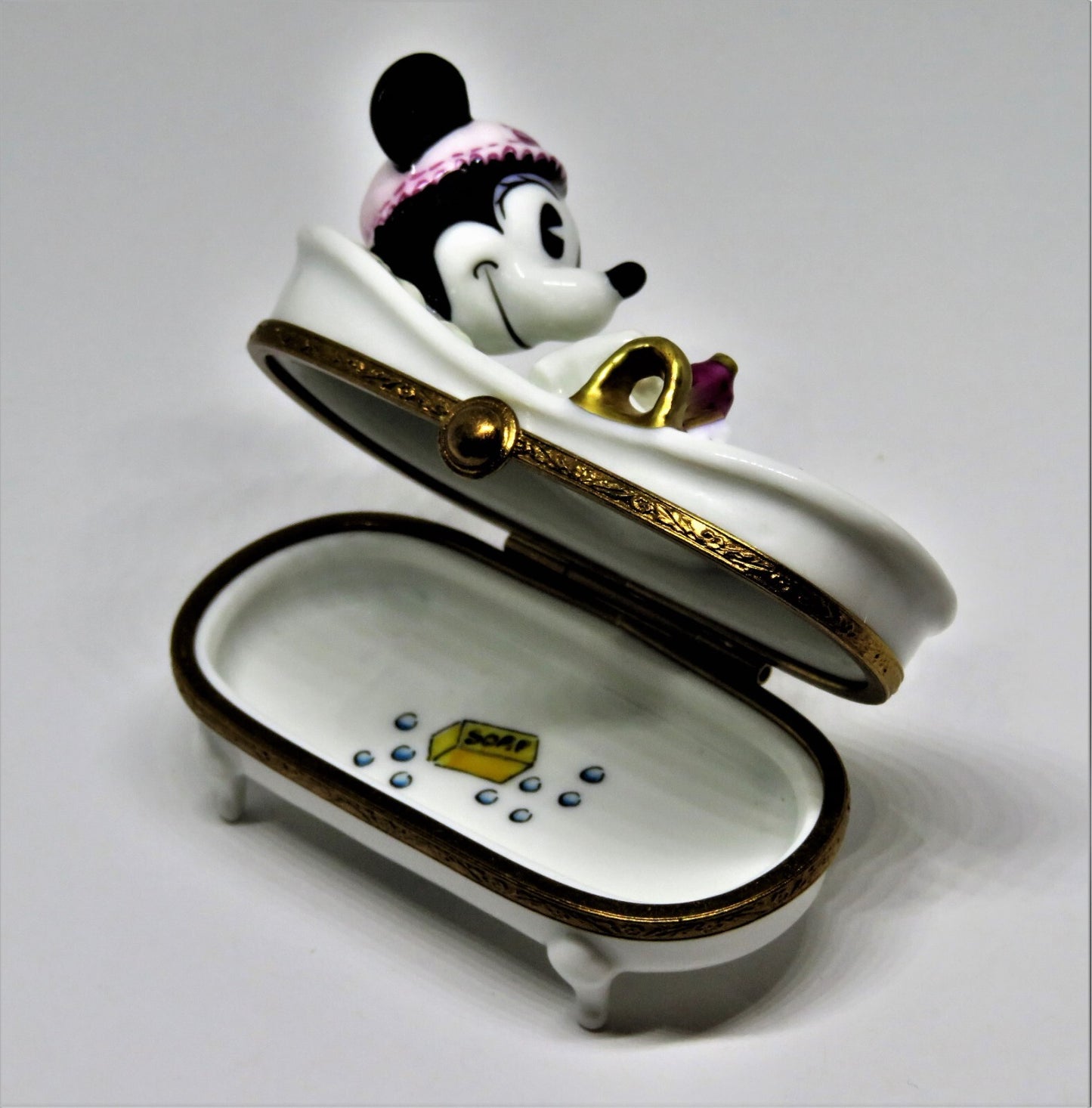 LIMOGES FRANCE BOX - ARTORIA - MINNIE MOUSE TAKING A BUBBLE BATH - DISNEY - LE
