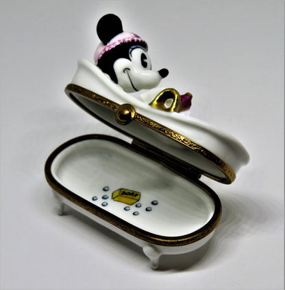 LIMOGES FRANCE BOX - ARTORIA - MINNIE MOUSE TAKING A BUBBLE BATH - DISNEY - LE