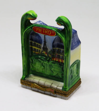 LIMOGES BOX -PARRY-VIEILLE- PARIS FRANCE "METRO" STATION & TICKET - EIFFEL TOWER