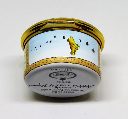 HALCYON DAYS ENAMEL BOX - WINNIE THE POOH - DISNEY - HOW A BEAR LIKES HONEY!