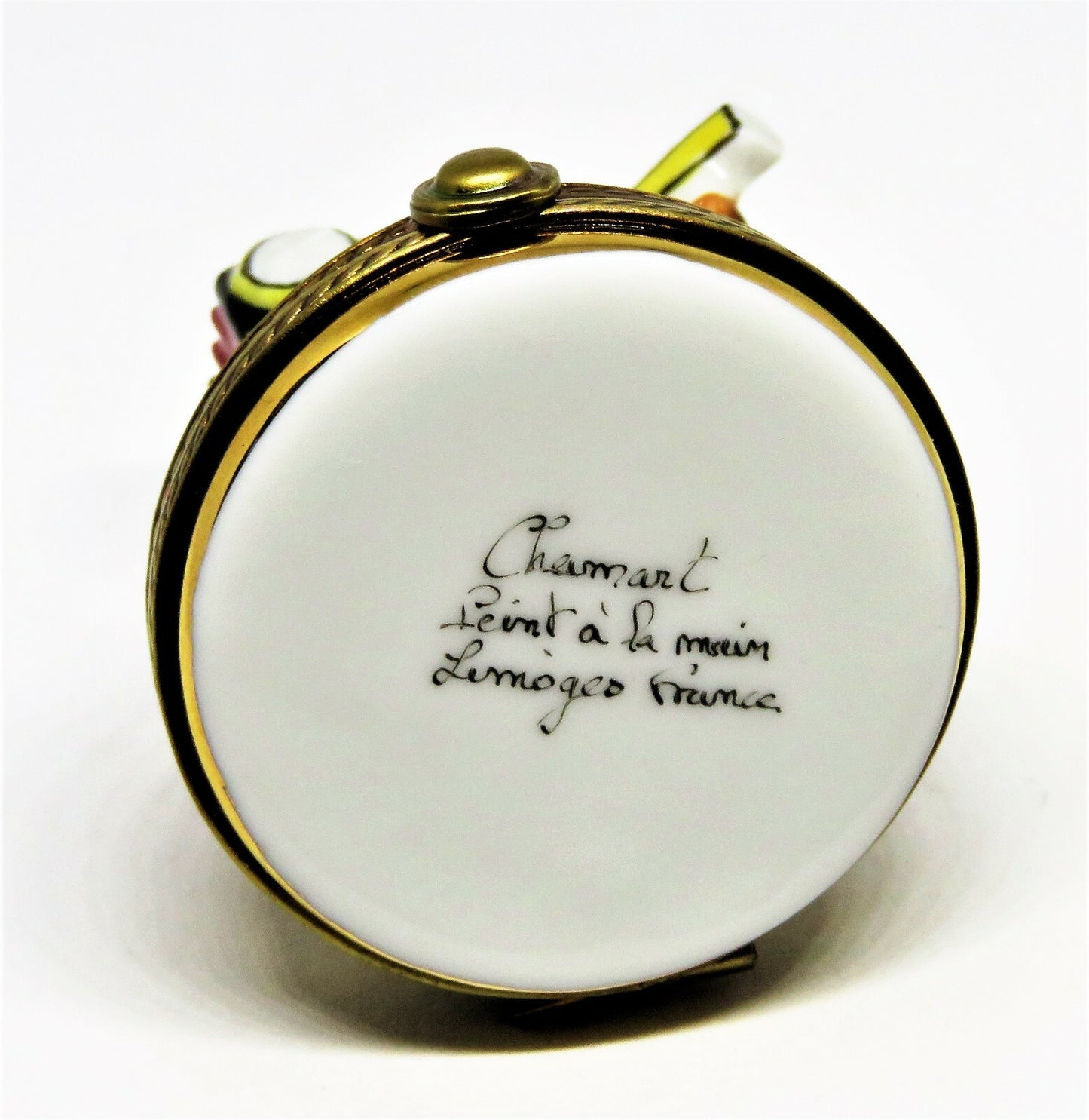 LIMOGES FRANCE BOX - CHAMART - WHIMSICAL SPANIEL DOG & CAMERA - PHOTOGRAPHER