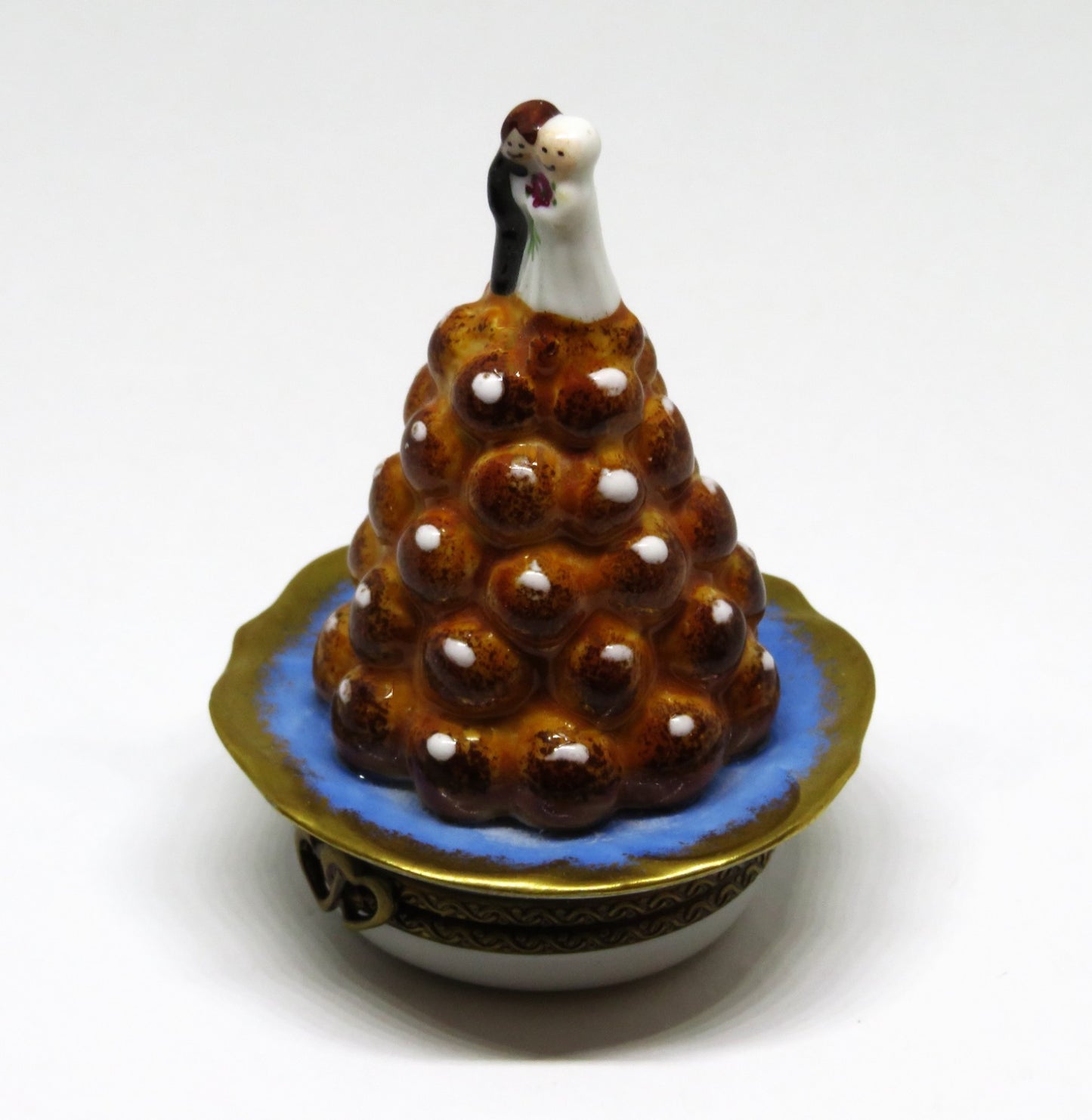 LIMOGES BOX - PARRY-VIEILLE - FRENCH CROQUEMBOUCHE WEDDING CAKE - BRIDE & GROOM