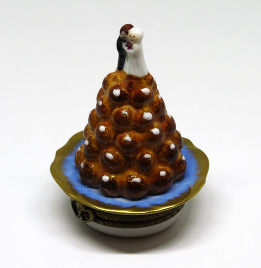 LIMOGES BOX - PARRY-VIEILLE - FRENCH CROQUEMBOUCHE WEDDING CAKE - BRIDE & GROOM