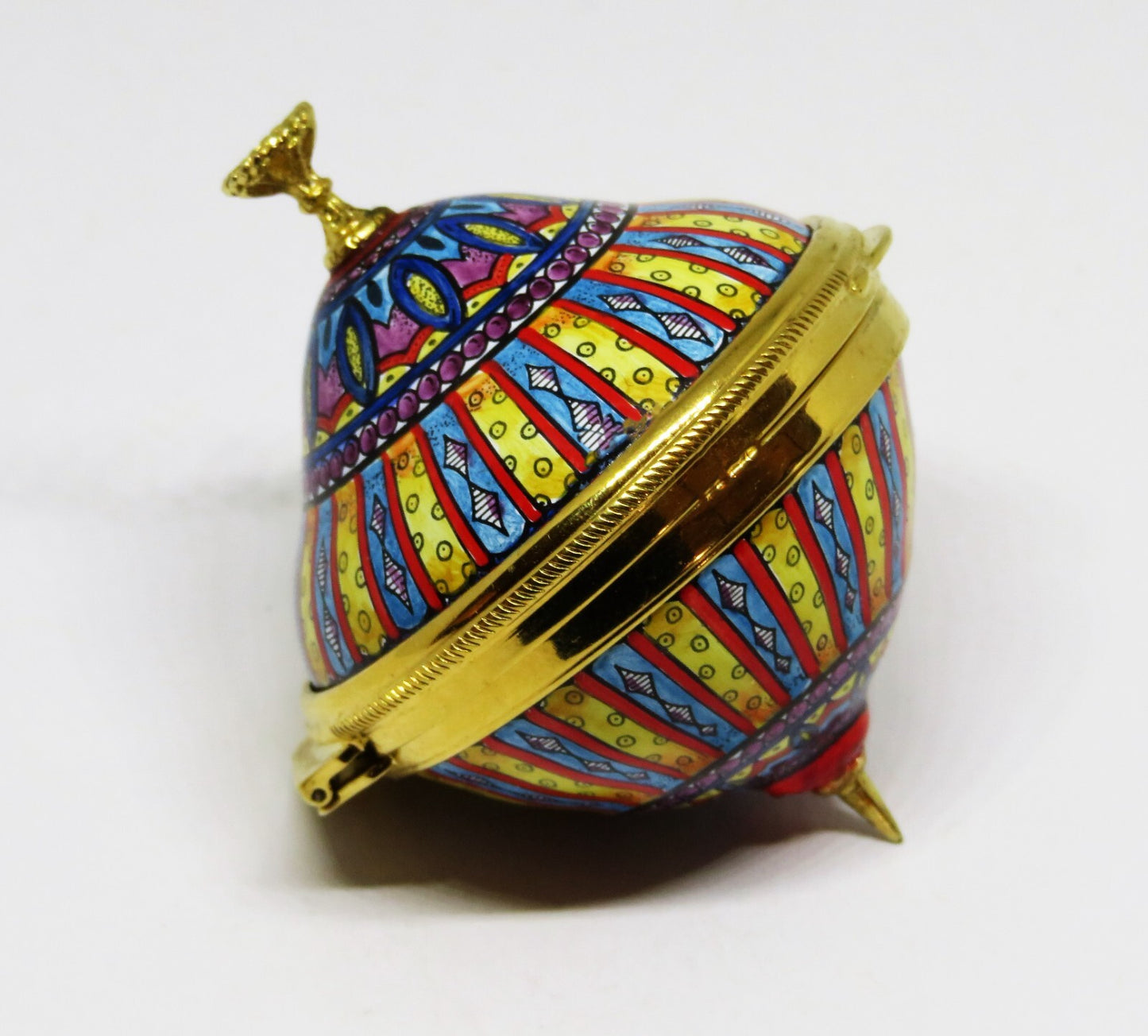 STAFFORDSHIRE ENAMELS BOX - SPINNING TOP -CHILD'S TOY- KALEIDOSCOPE DESIGN - MIB