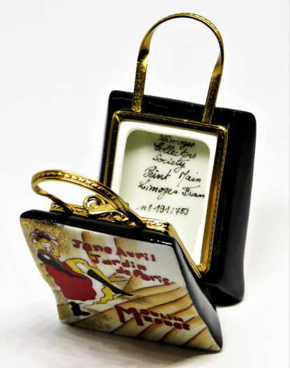 LIMOGES FRANCE BOX - MOULIN ROUGE PURSE & SHOES - TOULOUSE-LAUTREC - PARIS - LE
