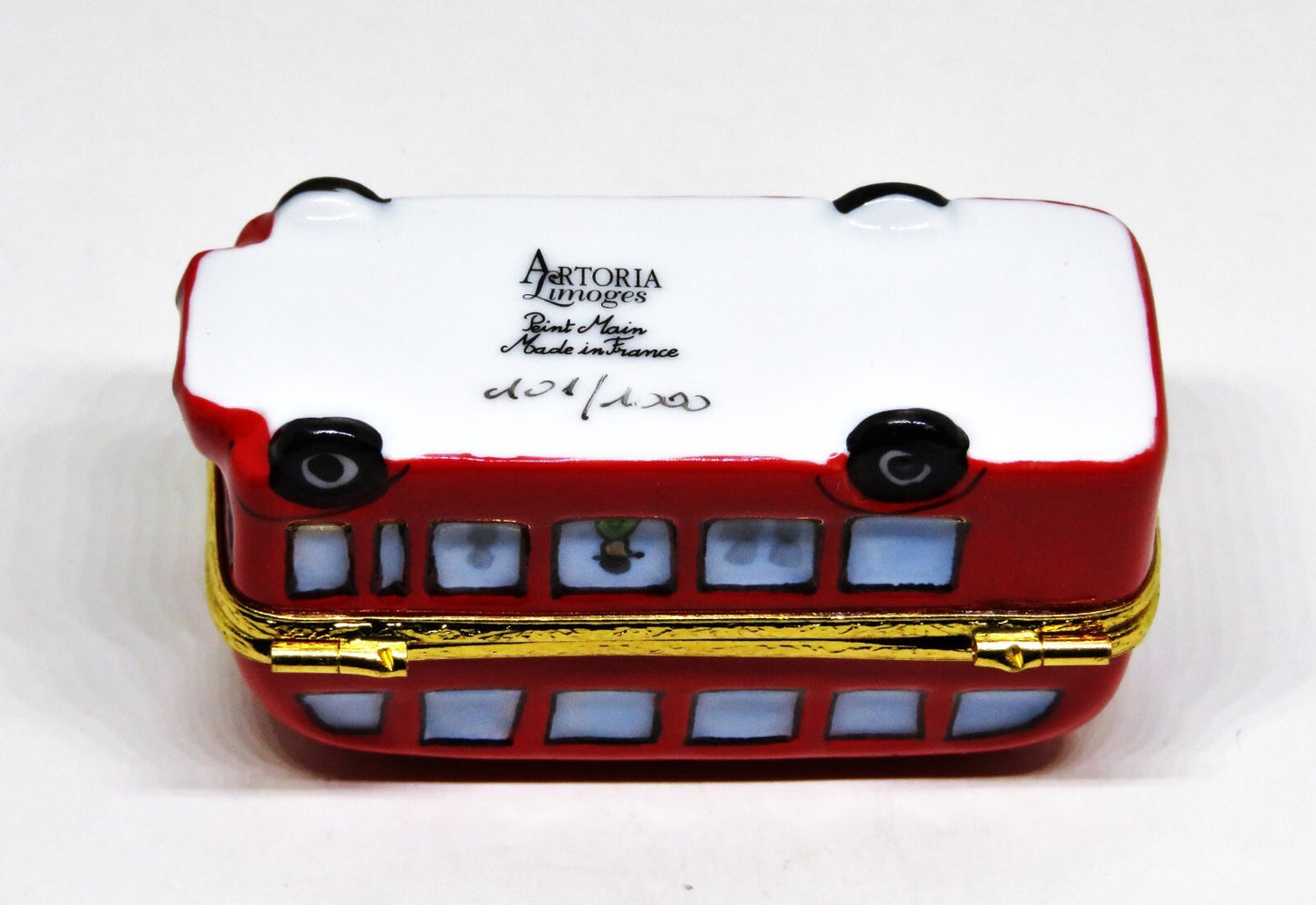 LIMOGES BOX ~ARTORIA~ "LONDON" ~ RED ENGLISH DOUBLE DECKER BUS - CROWN CLASP -LE