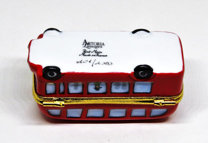 LIMOGES BOX ~ARTORIA~ "LONDON" ~ RED ENGLISH DOUBLE DECKER BUS - CROWN CLASP -LE