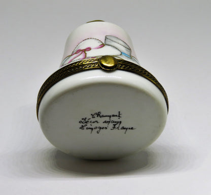 LIMOGES FRANCE BOX -CHAMART- WEDDING BELL -LILY OF THE VALLEY FLOWERS & 3D BIRDS