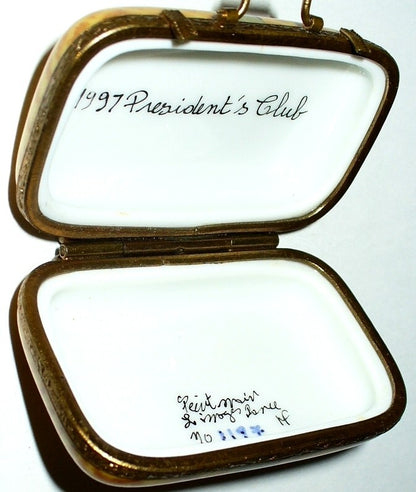 LIMOGES FRANCE BOX - "LE GRAND HOTEL" SUITCASE & TRAVEL STICKERS - PARIS - LE