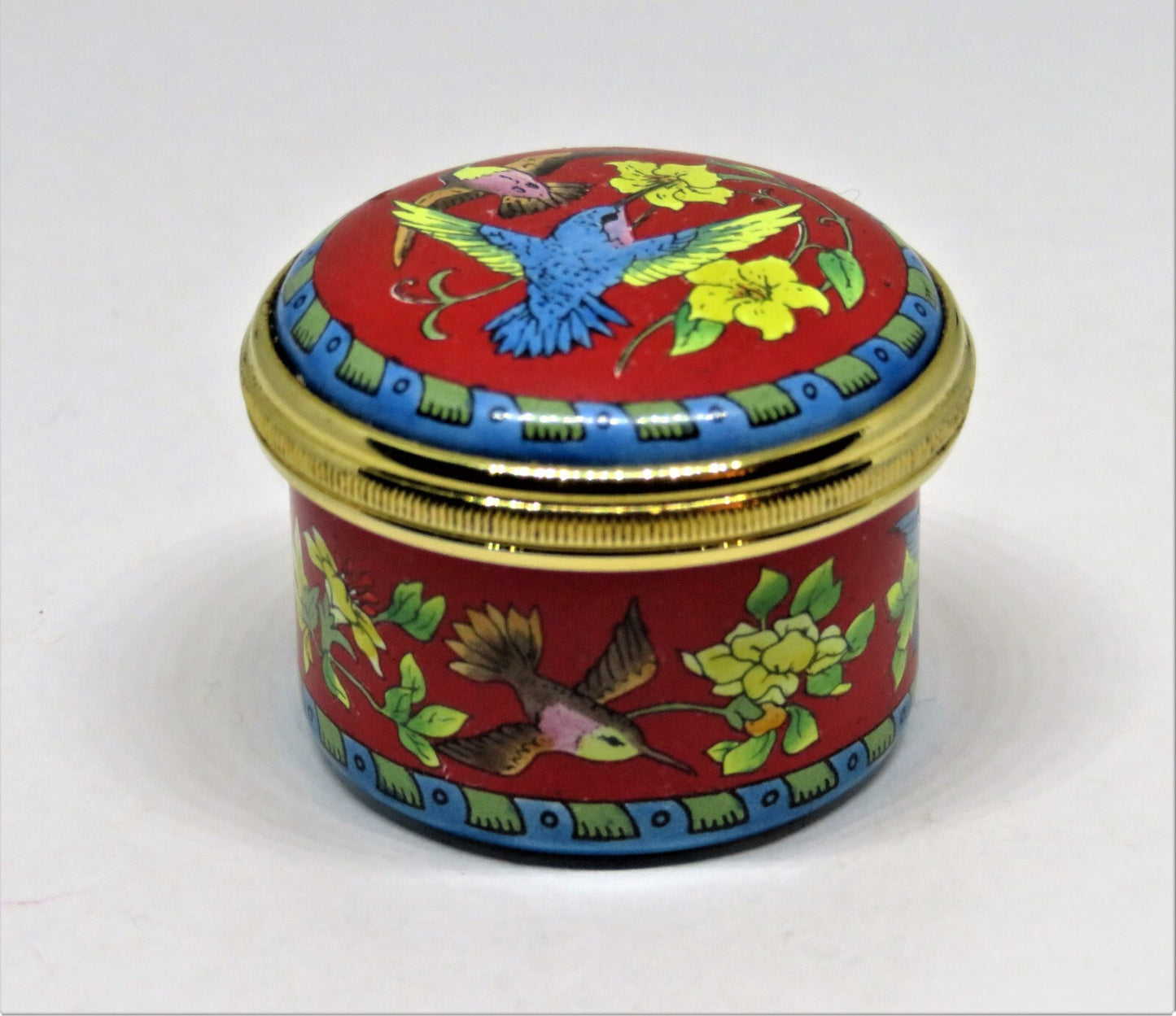 HALCYON DAYS ENAMEL BOX - HUMMINGBIRDS & FLOWERS - BIRDS