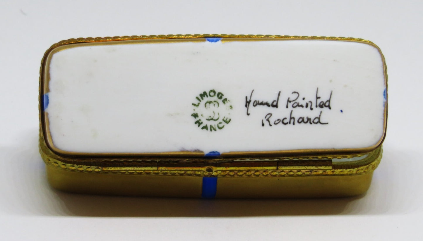LIMOGES BOX ~ ROCHARD ~ GIFT BOX & BOW ~ BOUQUET OF RED ROSES - ANNIVERSARY